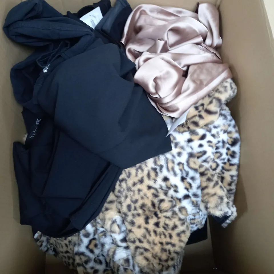 APPROXIMATELY 20 ASSORTED CLOTHING PRODUCTS IN VARIOUS STYLES & SIZES TO INCLUDE TROUSERS, DRESSES, JACKETS ETC	