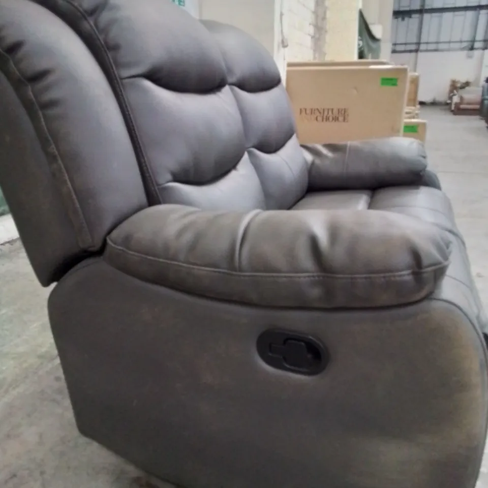 DESIGNER BROWN LEATHER MANUAL RECLINER 2 SEATER SOFA 