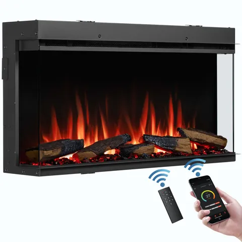 BOXED ELECTRIC FIREPLACE INSERT WITH 3 SIDED TRIM