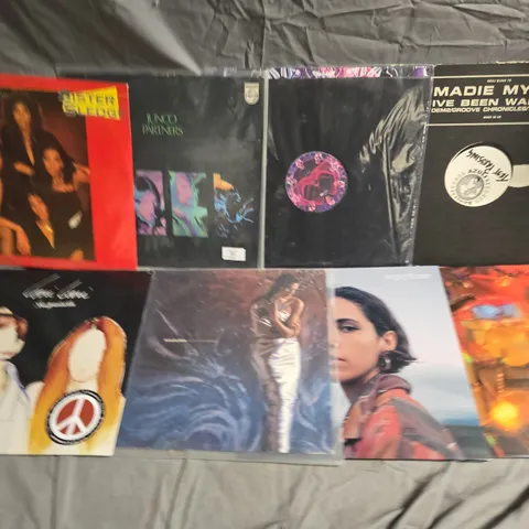 SET OF APPROX 12 VINYL'S TO INCLUDE - SISTER SLEDGE, JUNCO PARTNERS AND MADIE MYLES