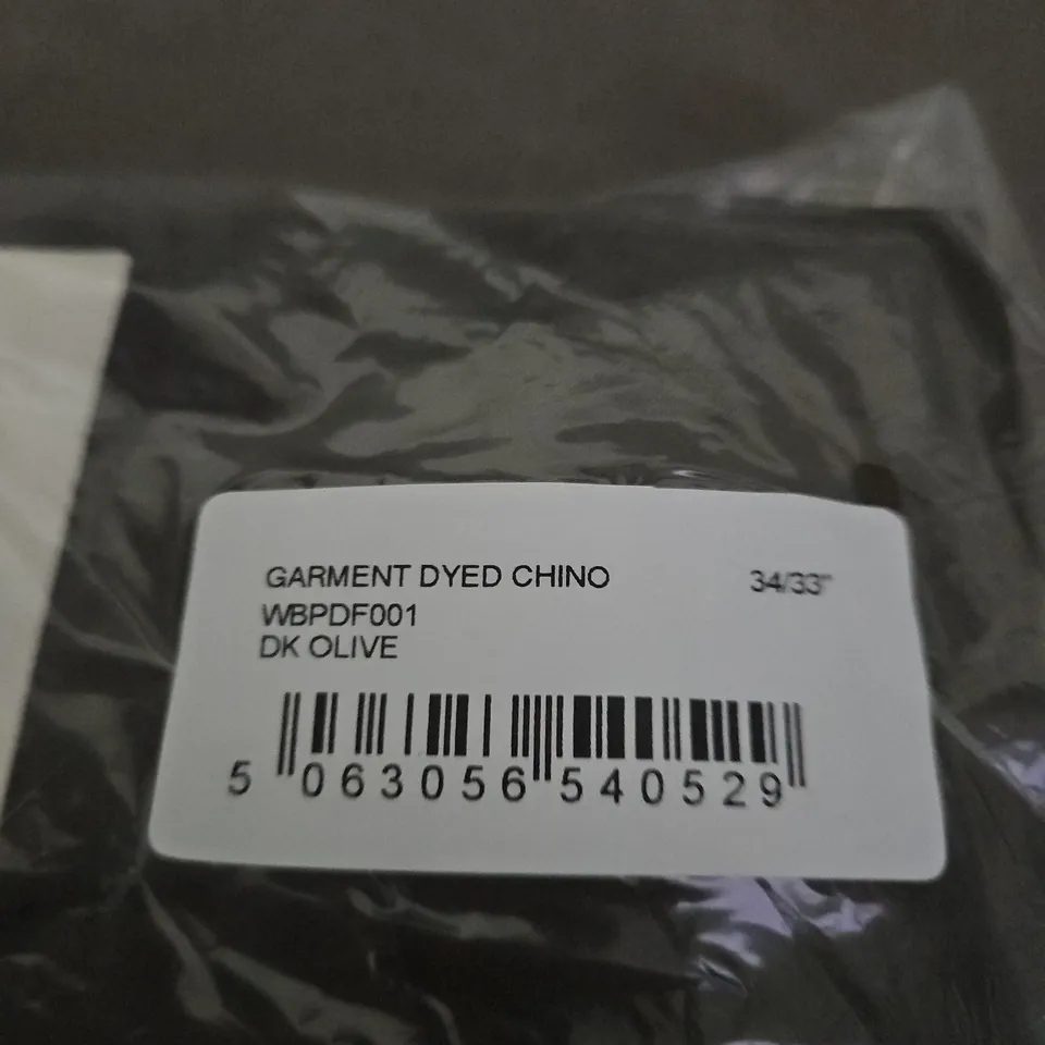 HAWES & CURTIS GARMENT-DYED CHINOS – OLIVE – MEN'S - SIZE W33 X L34