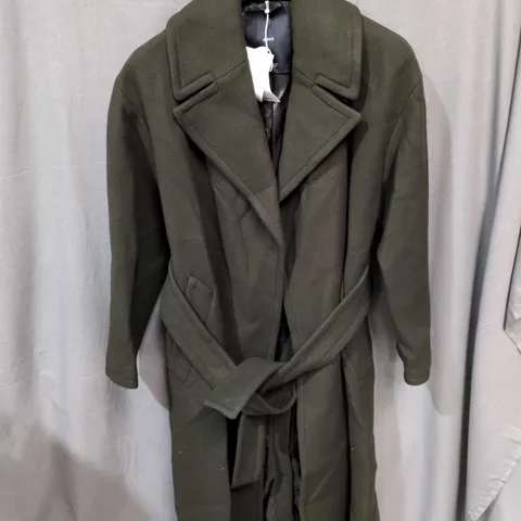 MNG OLIVE GREEN BELTED COAT – LONG, WITH TAGS 