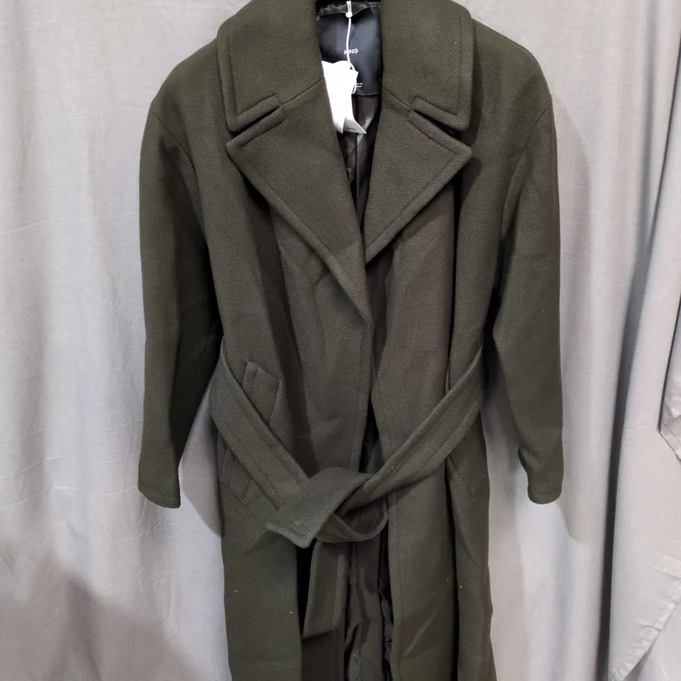 MNG OLIVE GREEN BELTED COAT – LONG, WITH TAGS 