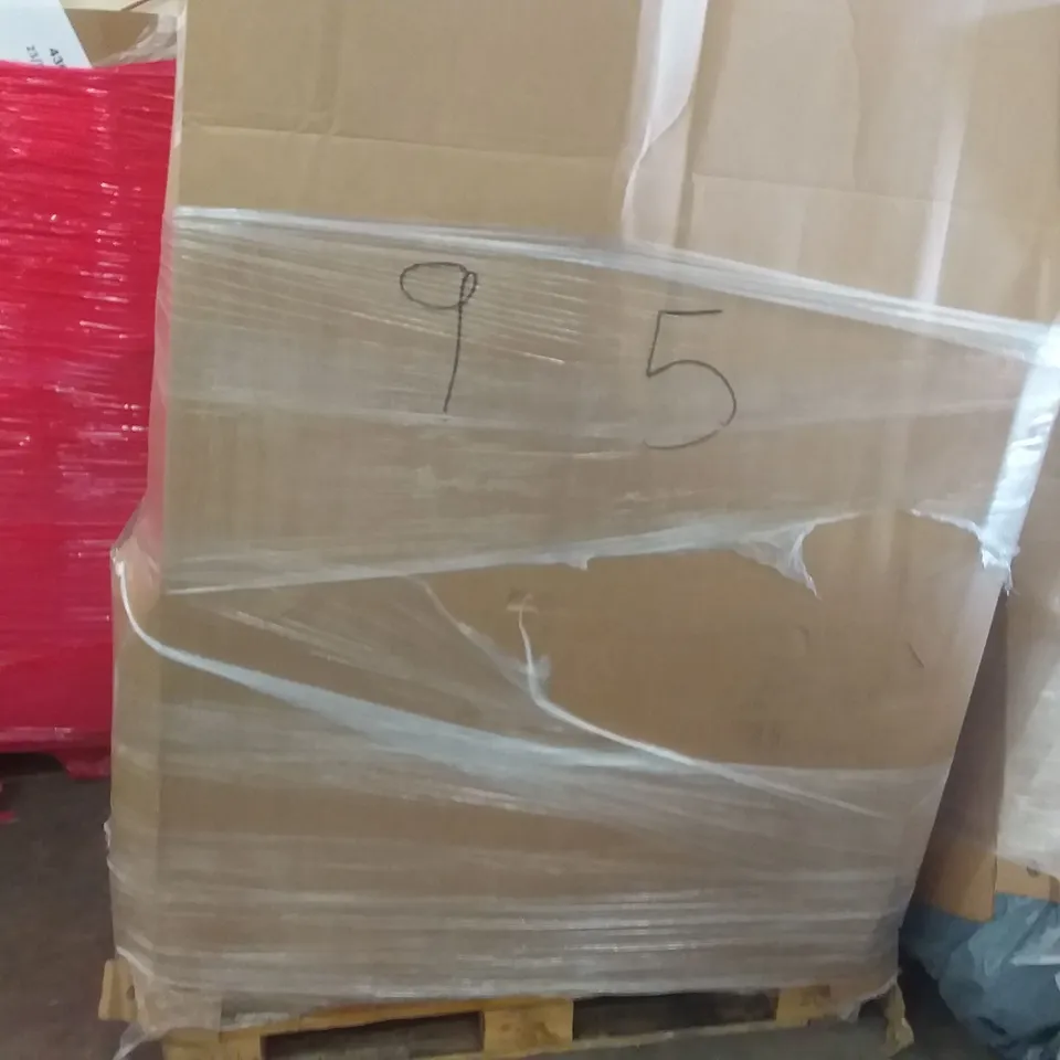 PALLET OF ASSORTED ITEMS INCLUDING SUNDEE TOILET SEAT, TOPCHEF MULTIFUNCTIONAL FOOD PROCESSOR, MERRIMEN BUBBLEVWRAP ROLL, NON SLIP BATH MAT, PHISINIC STAND MIXER, DECORUM WALLPAPER 