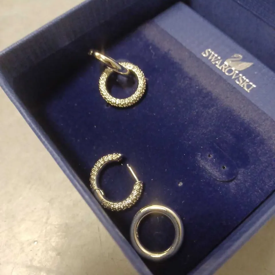 BOXED SWAROVSKI DOUBLE LINK HOOP SILVER EARRINGS 