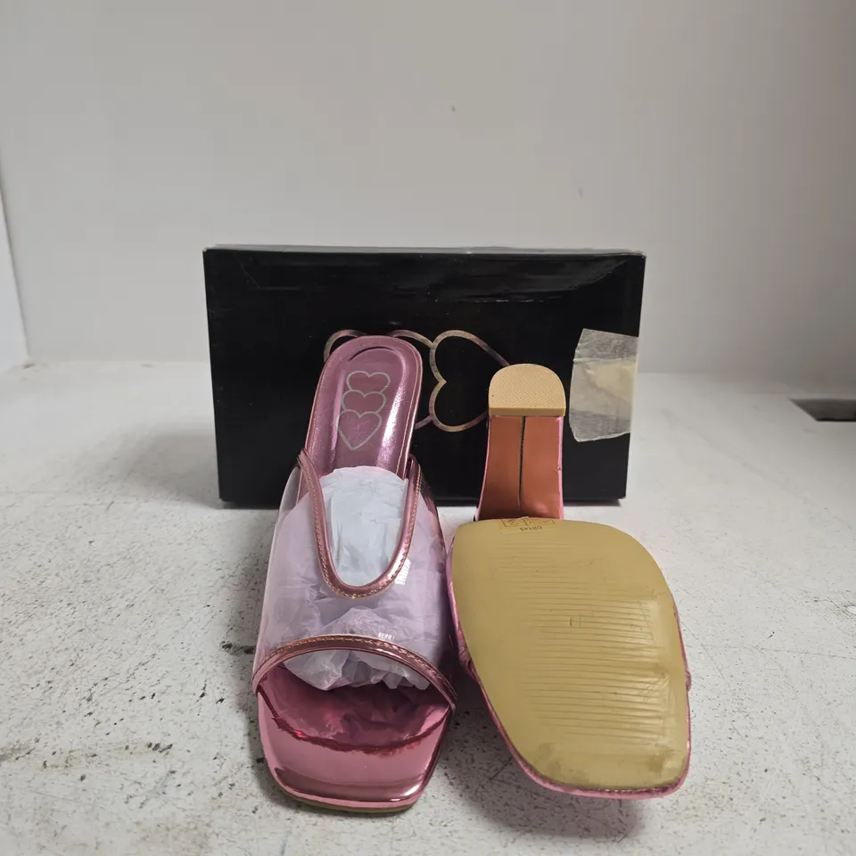 KOI PINK METALLIC SANDALS – STYLE DB145, UK7 (EU40) – WOMEN'S OPEN-TOE HEELED SANDALS