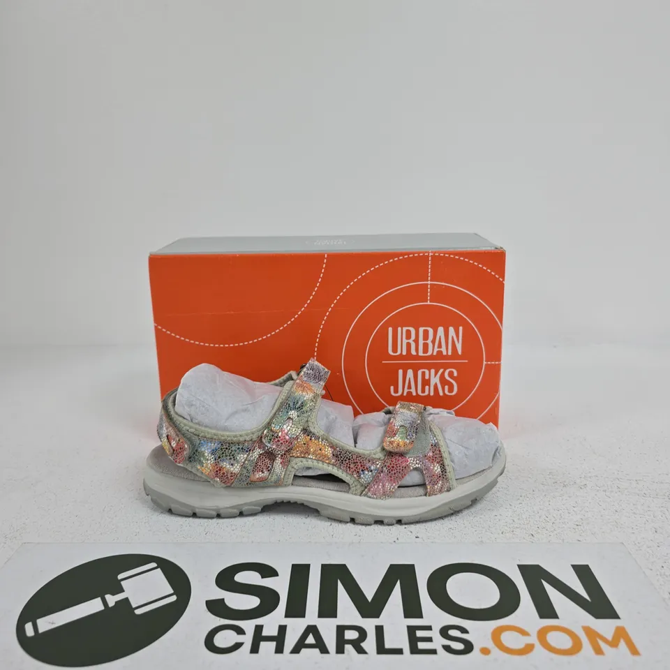 URBAN JACKS SANDALS – MULTICOLOURED STRAPS, VELCRO, BOXED SIZE EU 40