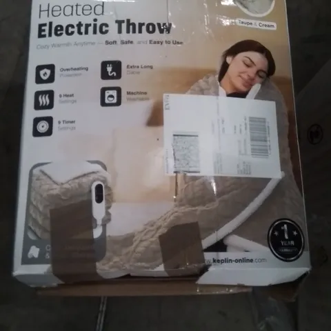 BOXED KEPLIN HEATED ELECTRIC THROW TAUPE&CREAM
