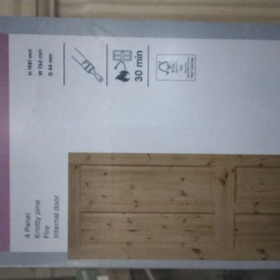 BRAND NEW GEOM 4 PANEL KNOTTY PINE FIRE INTERNAL DOOR 