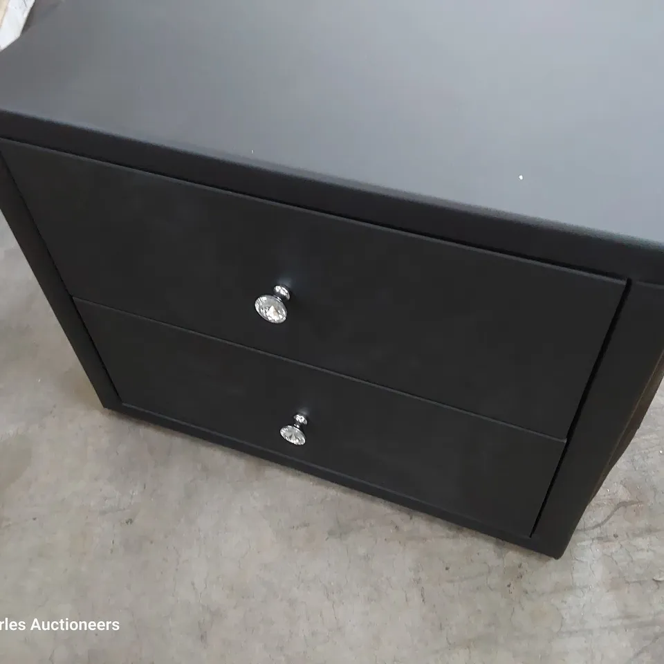 BOXED DESIGNER VERONICA UPHOLSTERED TWO DRAWER CHEST BLACK