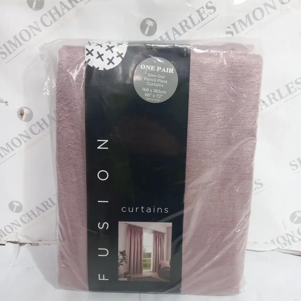 FUSION CURTAINS DIM OUT PENCIL PLEAT CURTAINS - 168CM X 183CM 