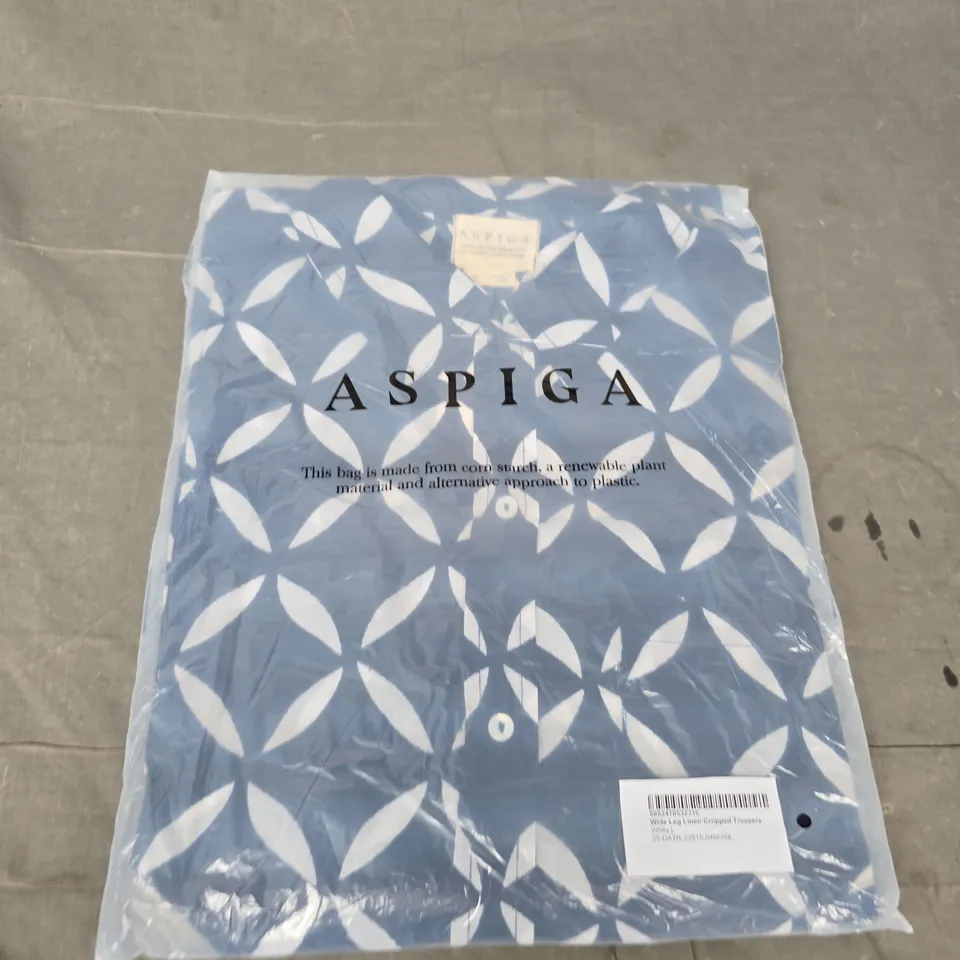 ASPIGA WIDE LEG LINEN CROPPED TROUSERS - SIZE LARGE