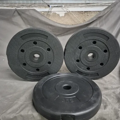 LOT OF 3 X 5KG WEIGHT PLATES FOR A BARBELL