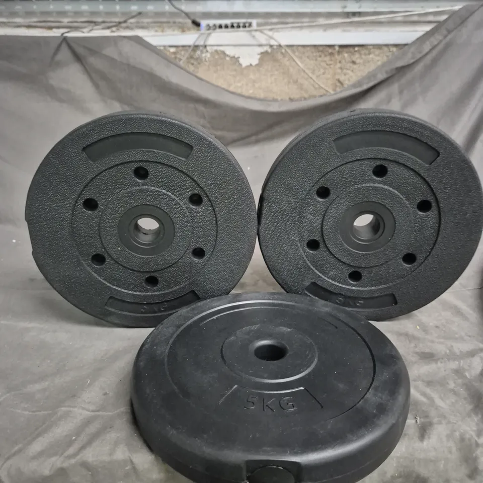 LOT OF 3  X 5KG WEIGHT PLATES FOR A BARBELL