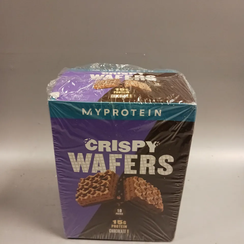 SEALED MYPROTEIN CRISPY WAFERS - CHOCOLATE 10 X 42G 