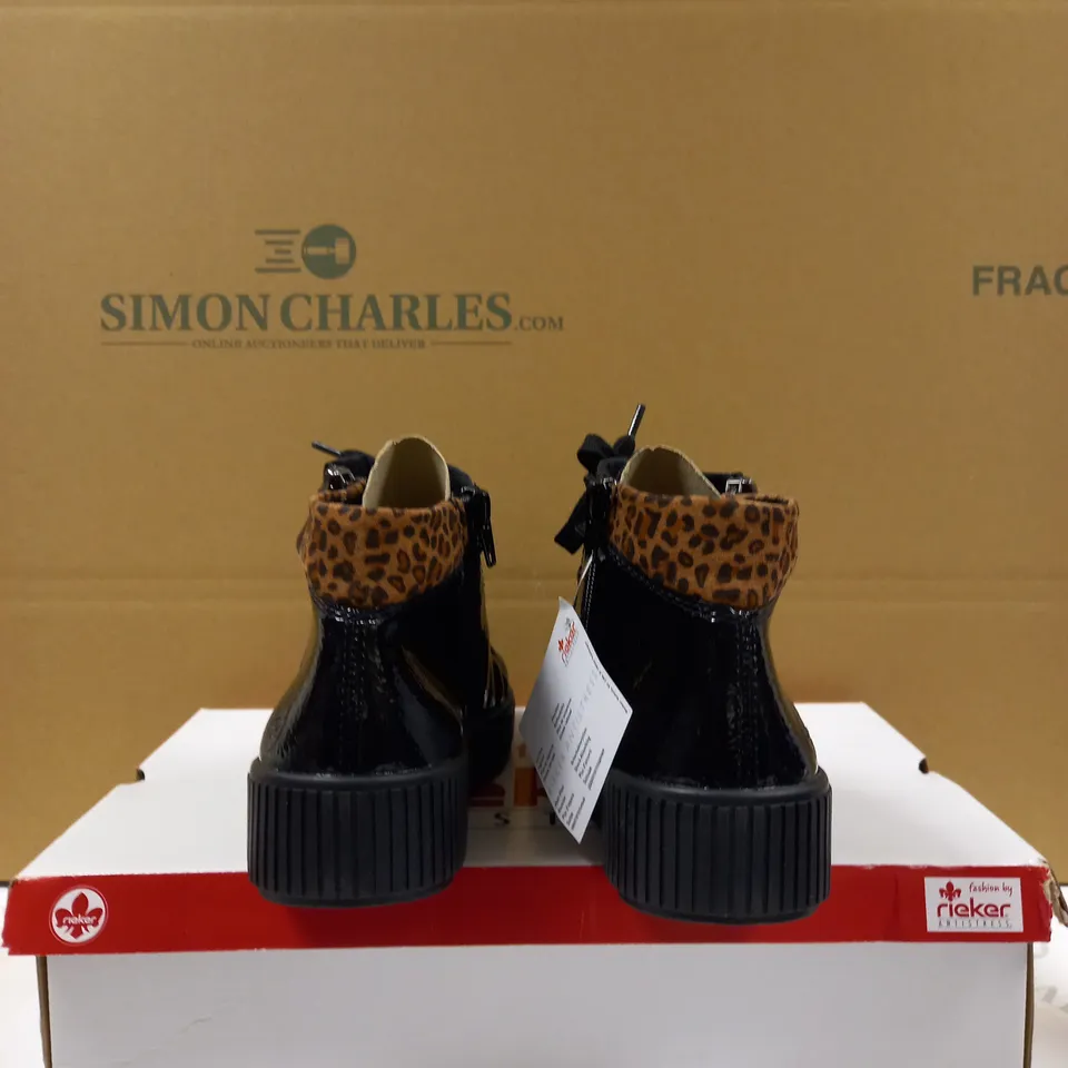 RIEKER BROWN HIGH TOP LEOPARD CUFF - SIZE 4