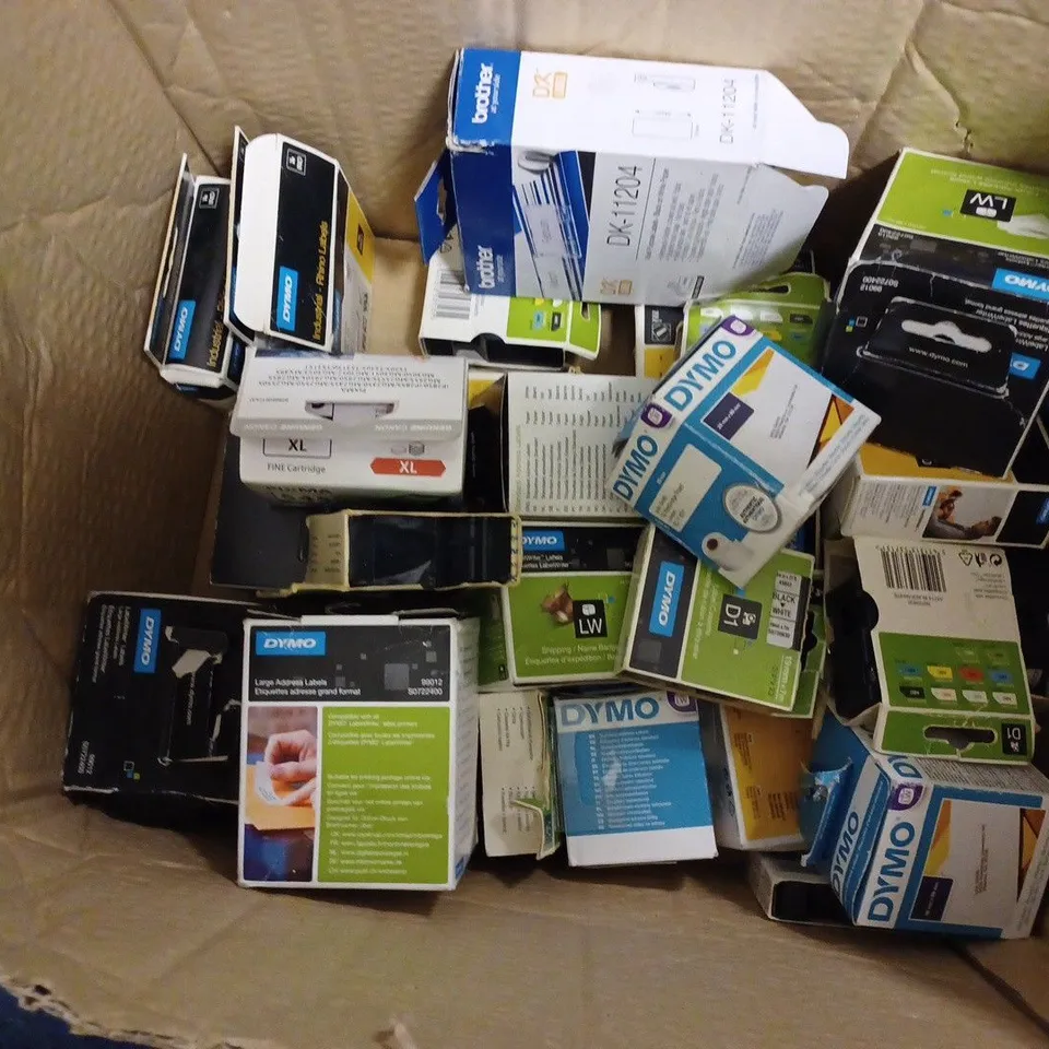 LARGE QUANTITY OF PRINTER INKS FROM BRANDS SUCH AS BROTHER, DYMO, COLOP, ETC