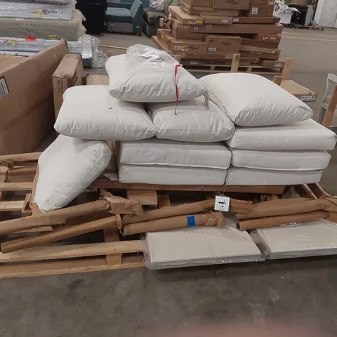 PALLET OF ASSORTED GARDEN SOFA SET PARTS AND PIECES 