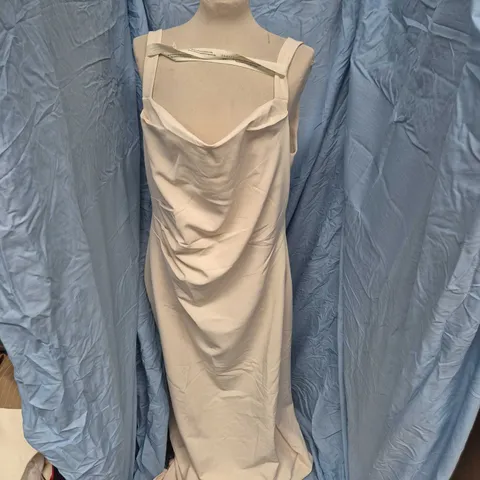 PRETTY LAVISH HARRIET COWL NECK CREPE MAXI BRIDESMAID DRESS IN CHAMPAGNE - SIZE 18