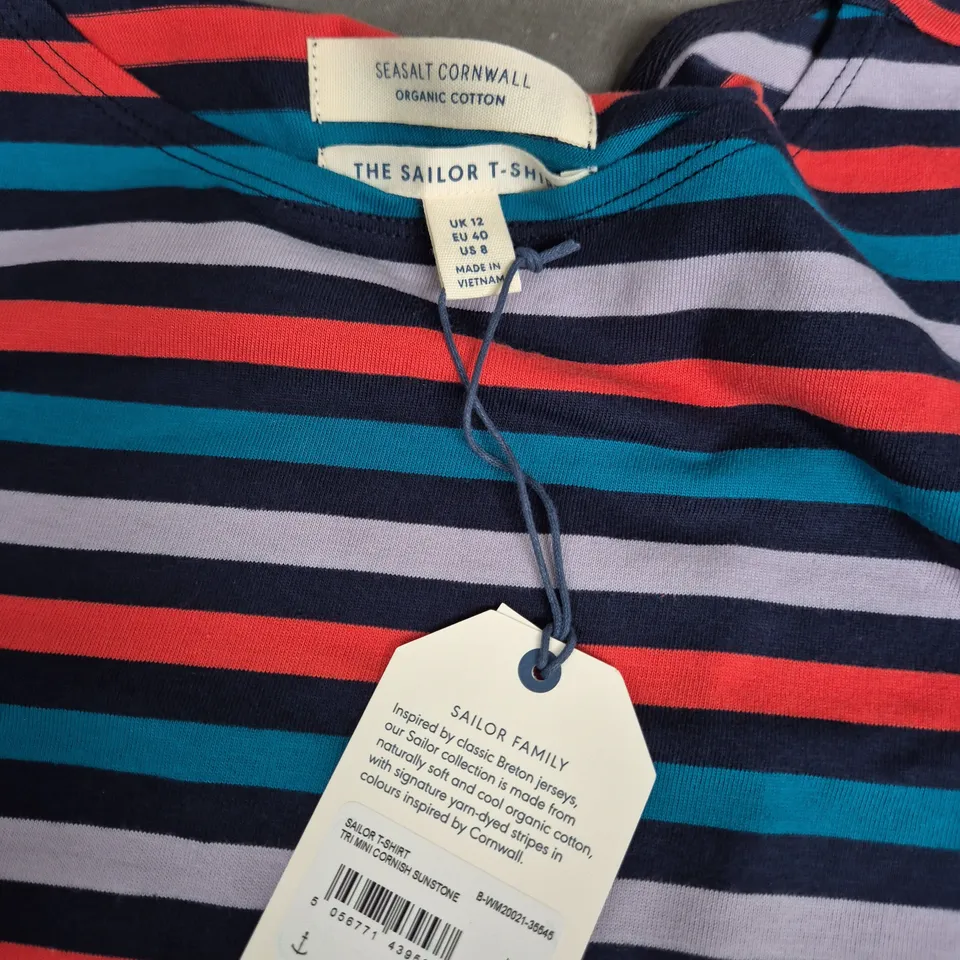 SEASALT CORNWALL THE SAILOR T-SHIRT – ORGANIC COTTON, STRIPED (UK 12)