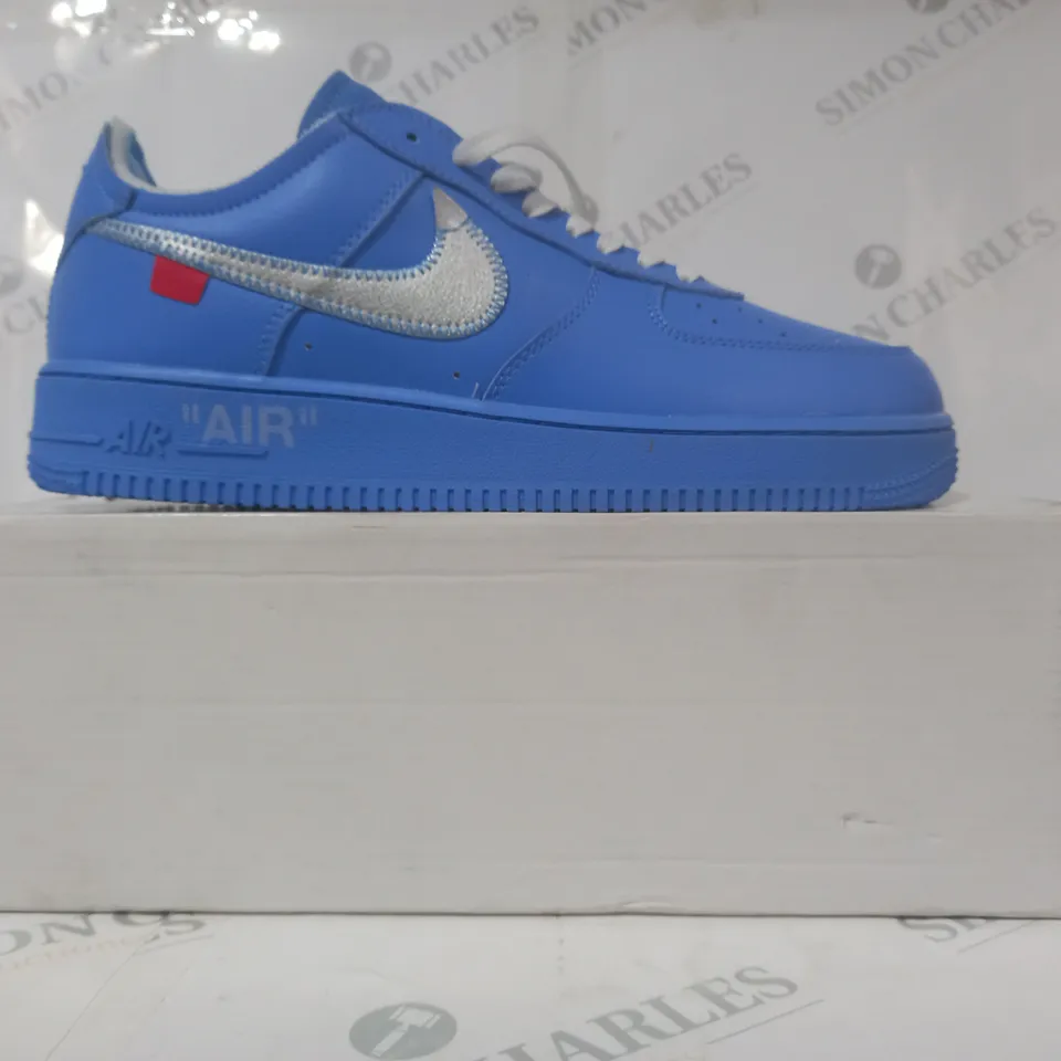 BOXED PAIR OF NIKE AIR FORCE SHOES IN BLUE/SILVER UK SIZE 11