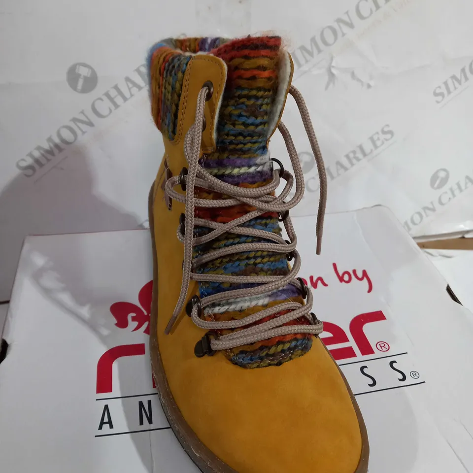 RIEKER LACE UP YELLOW ANKLE BOOTS -  SIZE 6.5