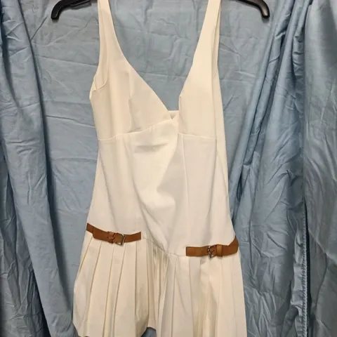 ZARA WOMEN’S CREAM DRESS WITH BROWN BELT DETAILS – UK 6 (EU XS)