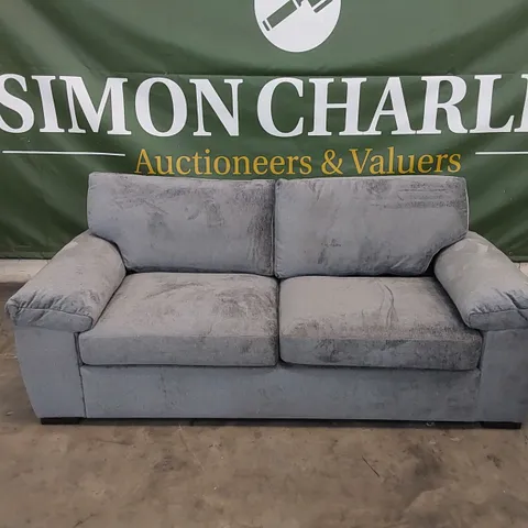 DESIGNER SALERNO STANDARD 3 SEATER SOFA UPHOLSTERED IN SUBDUED GREY FABRIC