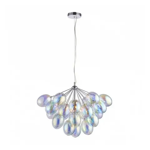 BOXED CLEAR CHROME GLASS SHADE ADJUSTABLE 6 PENDANT CEILING LIGHT