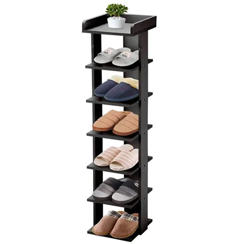 BOXED WOODEN 7 PAIR SHOE RACK