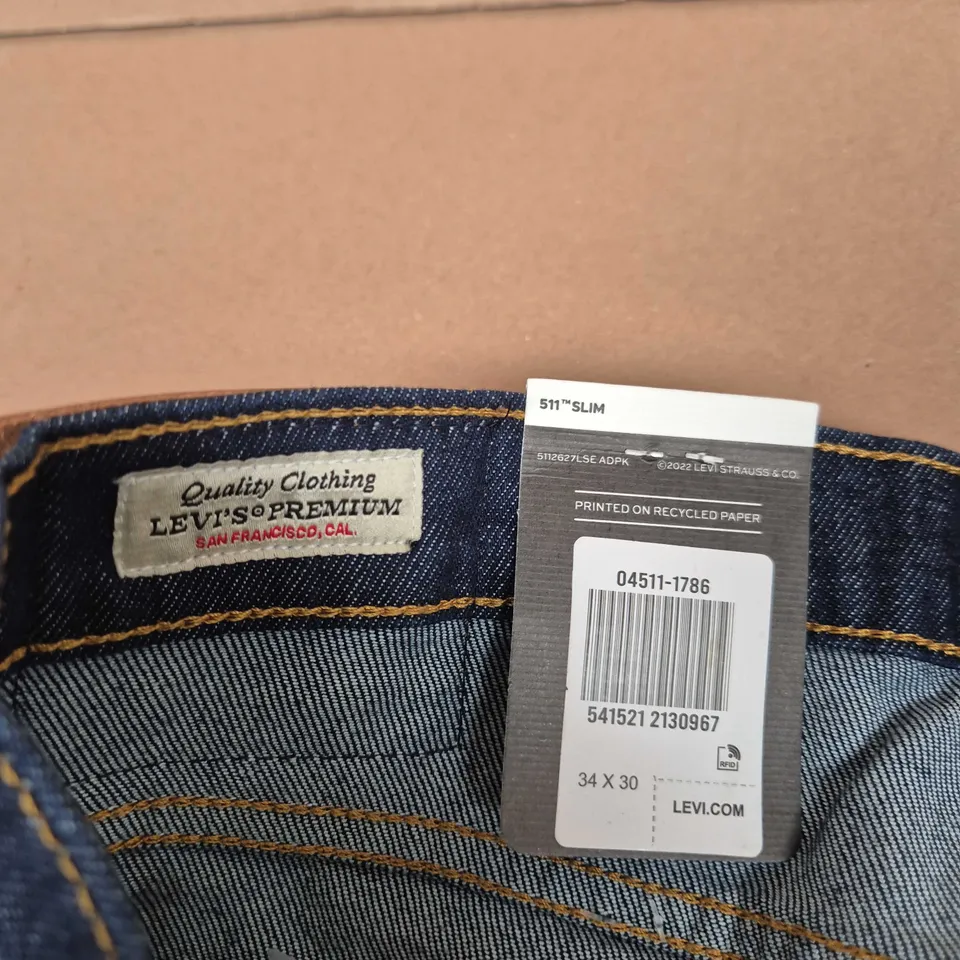 LEVI'S 511 SLIM JEANS – DARK INDIGO DENIM – UK 34 (US 34), INSEAM 30