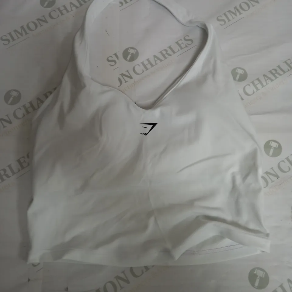 GYMSHARK HALTER NECK CAMI WITH SHELF IN WHITE - SMALL