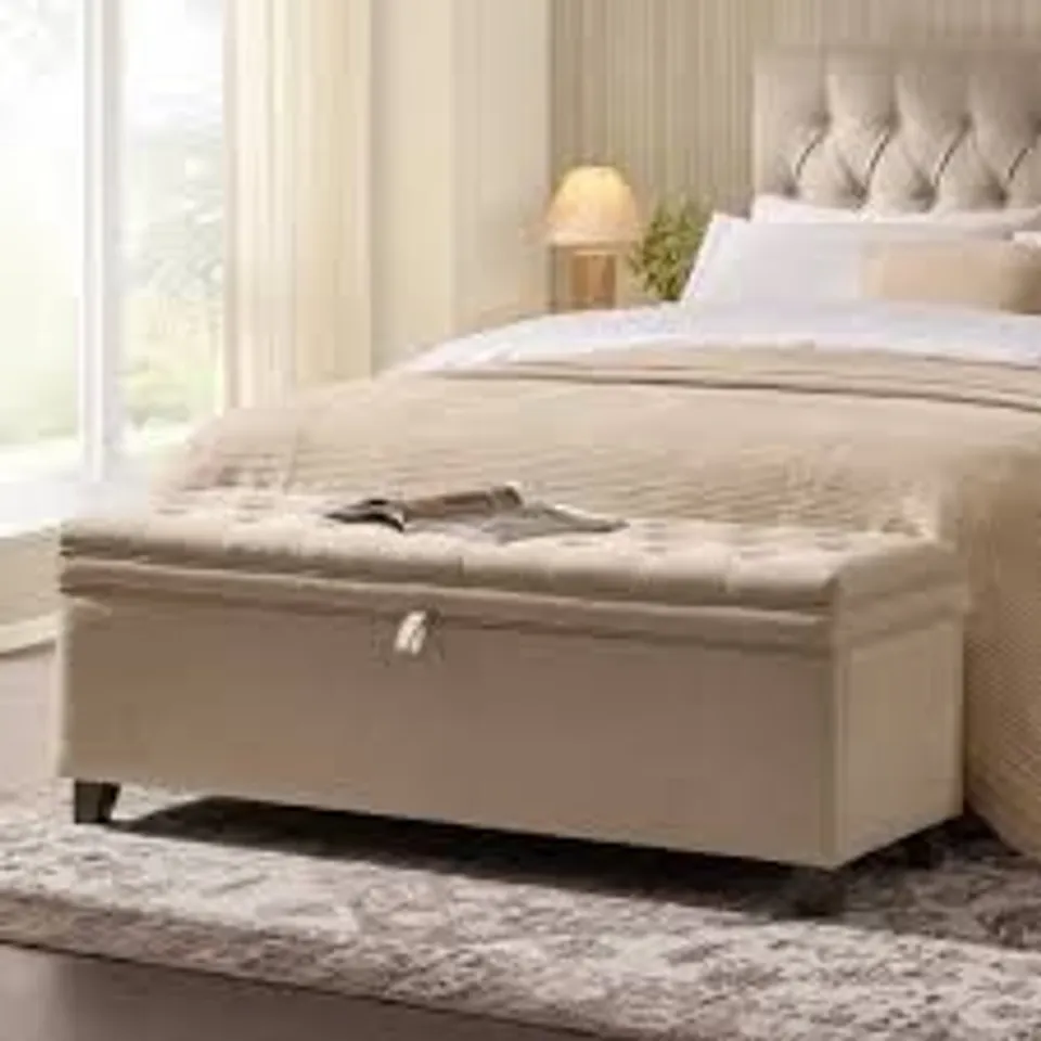 BOXED DUSK MIDDLETON BUTTON BACK STORAGE OTTOMAN - OATMEAL