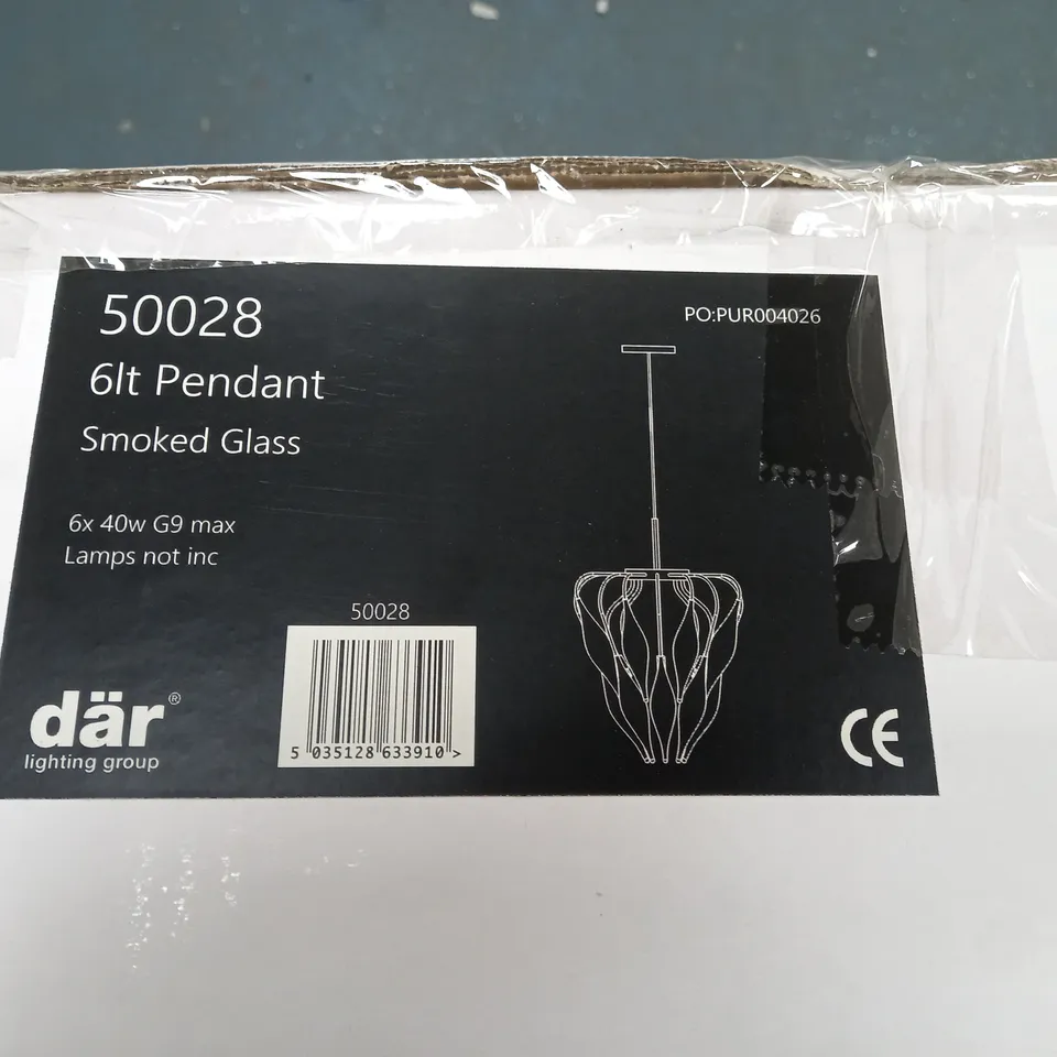BRAND NEW 6LT PENDANT - SMOKED GLASS