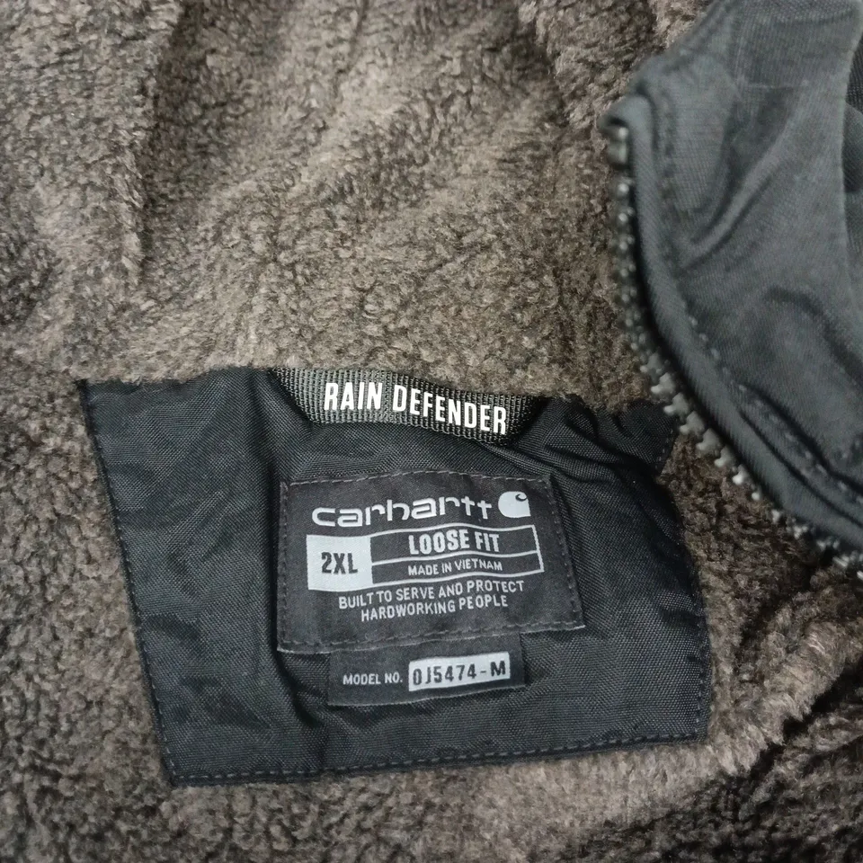 CARHARTT RAIN DEFENDER JACKET – BLACK, 2XL LOOSE FIT (MODEL OJ5474-M)