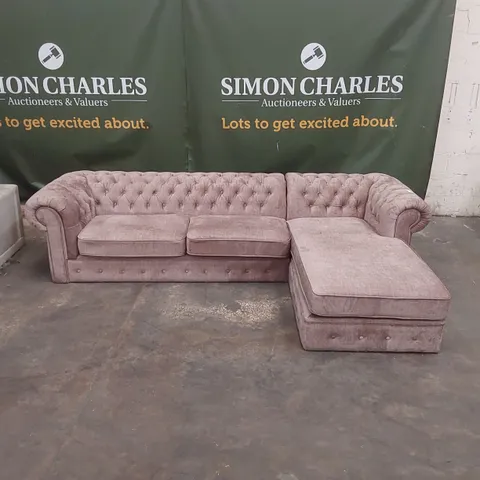 QUALITY DESIGNER LAURA RIGHT HAND CORNER CHAISE SOFA - NATURAL