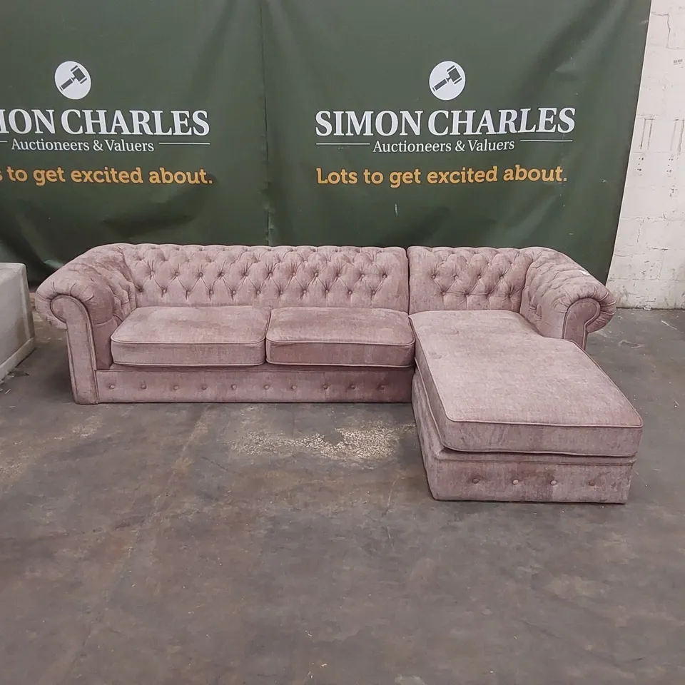 QUALITY DESIGNER LAURA RIGHT HAND CORNER CHAISE SOFA - NATURAL