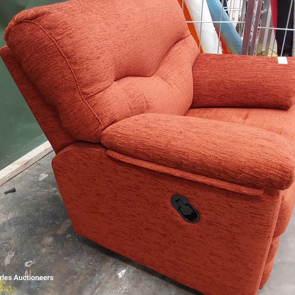 QUALITY BRITISH DESIGNER G PLAN STRATFORD MANUAL RECLINING EASY CHAIR BOUCLE TERRACOTTA FABRIC 