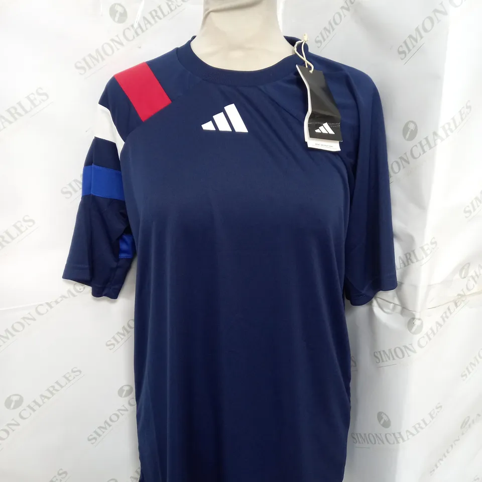 ADIDAS STRIPE JERSEY IN BLUE SIZE S