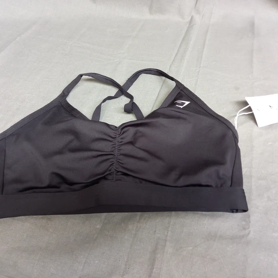 GYMSHARK RUCHED SPORTS BRA IN BLACK - MEDIUM