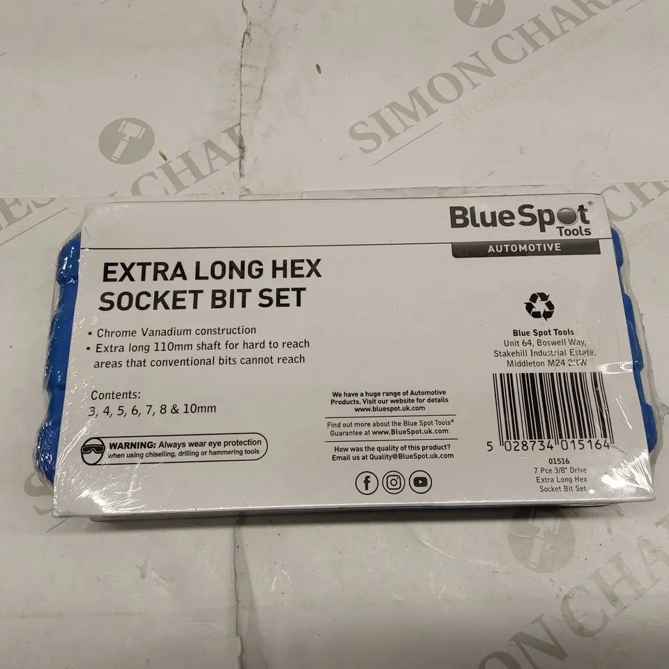 BOXED BRAND NEW BLUESPOT TOOLS CHROME VANADIUM EXTRA LONG HEX SOCKET BIT SET 