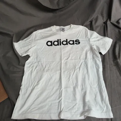 ADIDAS WHITE LOGO T-SHIRT - UK M