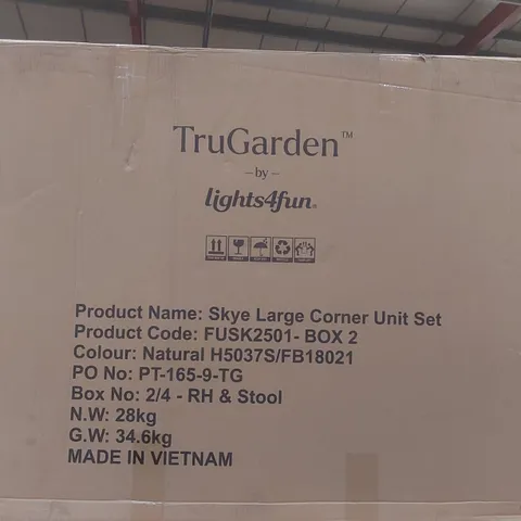 BOXED TRUGARDEN SKYE RIGHT HAND GARDEN SOFA PART AND FOOTSTOOL - INCOMPLETE SET