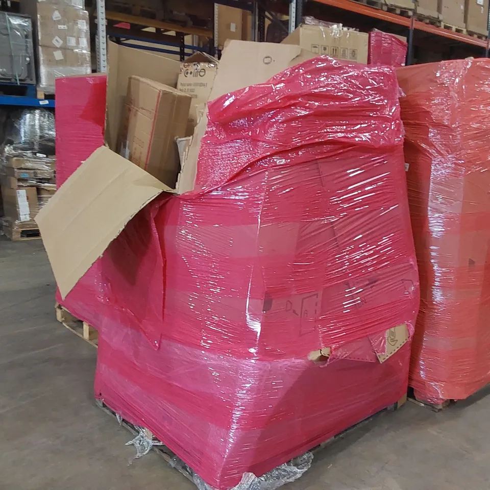 PALLET OF ASSORTED ITEMS INCLUDING: ELECTRIC DEEP FAT FRYER, SUITCASES, LED LIGHT, SAFE GATE, MAT ECT