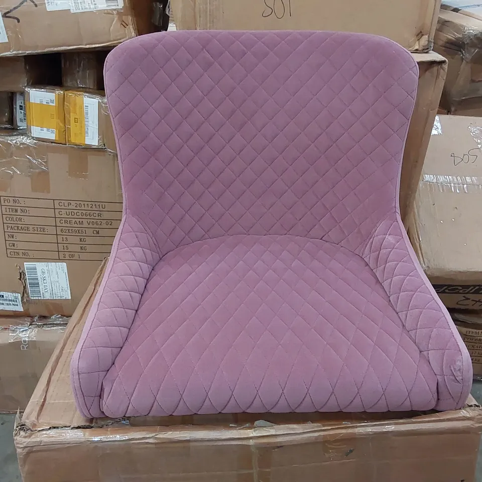 BOXED DESIGNER PINK VELVET CHAIR (1 BOX)