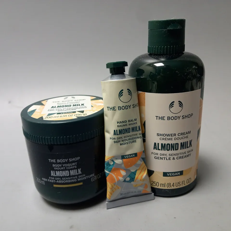 BOXED THE BODY SHOP SOOTHE & SMOOTH ALMOND MILK ESSENTIALS GIFT