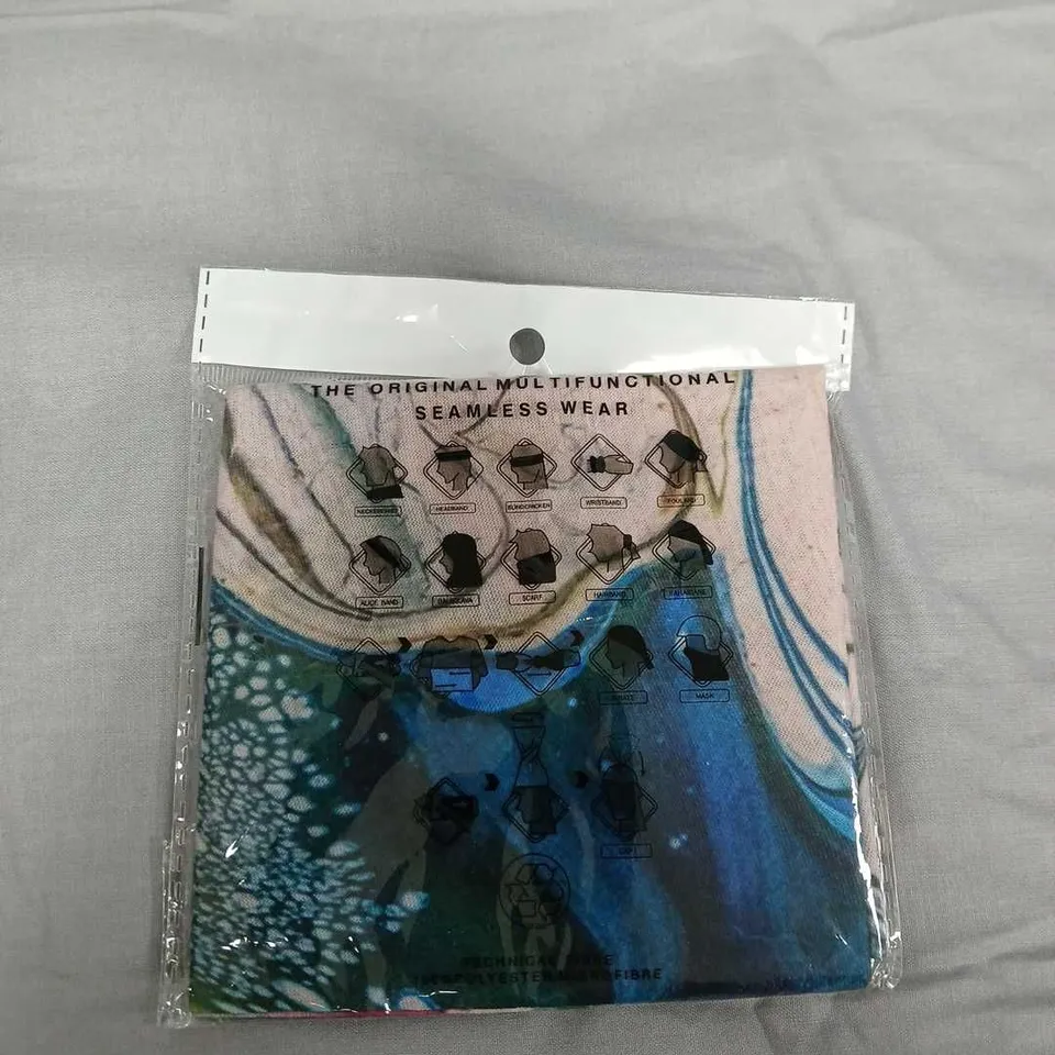 BOX OF APPROXIMATELY 90 THE ORIGINAL MULTIFUNCTIONAL SEAMLESS WEAR - BLUE AND WHITE