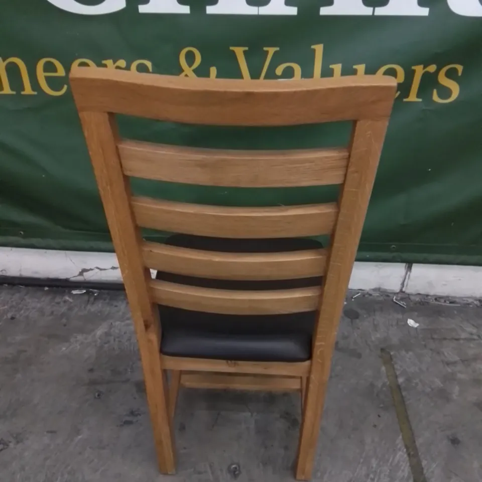 DESIGNER CAMBRIDGE LEATHER AND WOOD DINING CHAIR