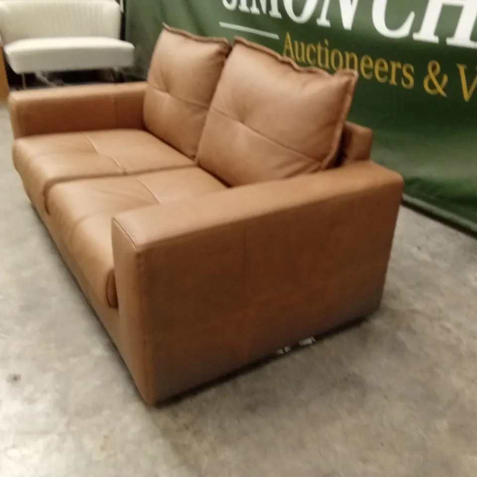 TRIBECA ITALIAN LEATHER 2 SEATER SOFA - TAN RRP £1149