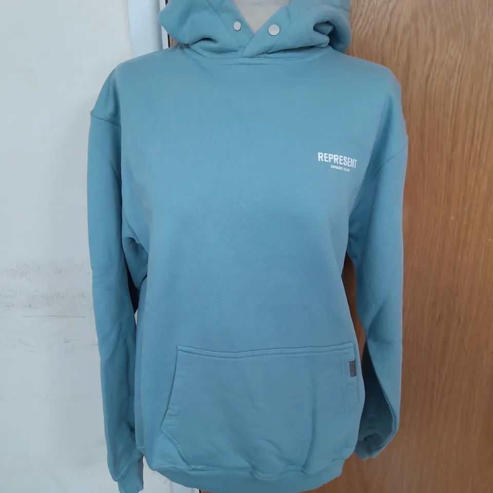 REPRESENT OWNERS CLUB JERSEY HOODIE IN POWDER BLUE SIZE XXS